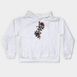 Medieval Art - Sword with roses Kids Hoodie